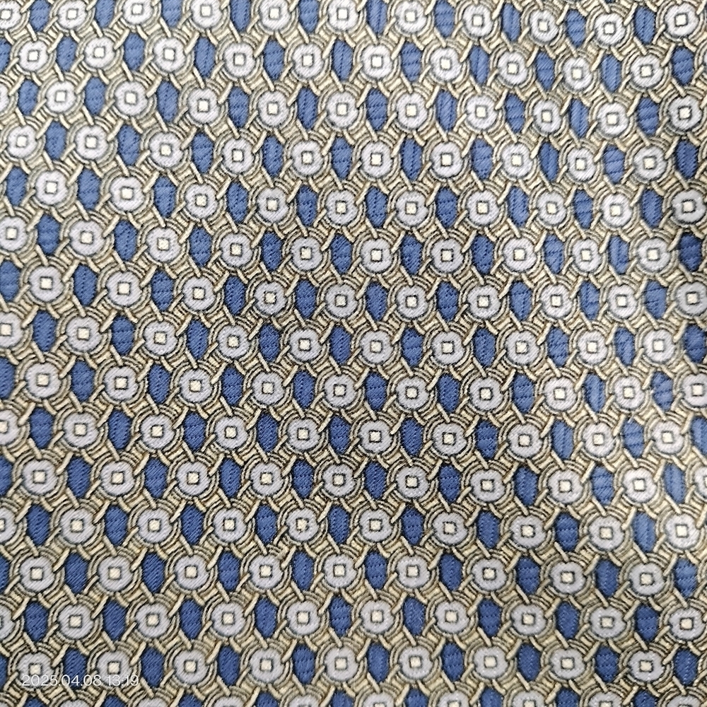 Luigi Valentino Silk Necktie Blue and Gray Geometric Circle Men's Tie Formal - Picture 2 of 8